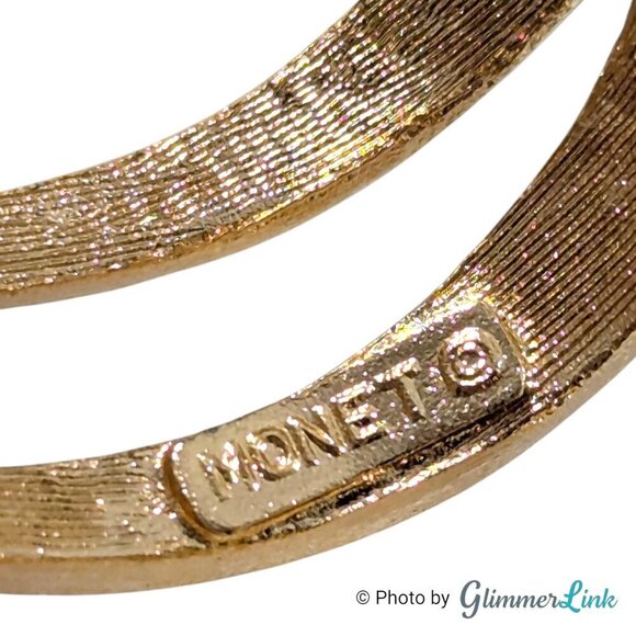 VTG Monet Spiral Textured Flower Gold Tone Brooch & Clip On Earrings Jewelry Set - Picture 5 of 13